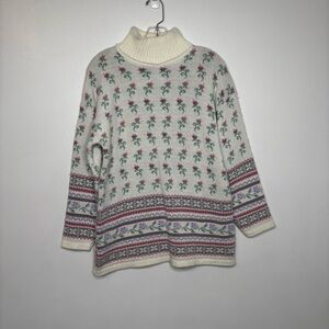 Adele Knitwear Vintage Floral Turtleneck Sweater Women’s Grandmacore Cream